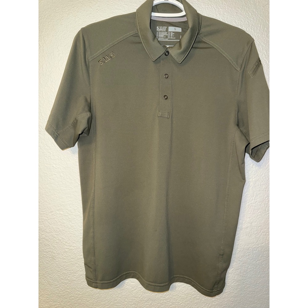 5.11 Tactical Performance Polo Shirt Mens Small OD Green Short Sleeve Snag-Free